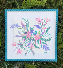 Load image into Gallery viewer, Floral Collage in light Turquoise 21x21